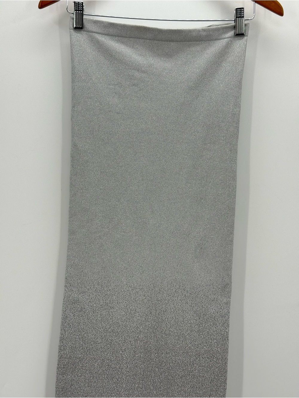 Wolford Silver Fading Shine Strapless Bodycon Maxi Dress Metallic Glam Gown - Picture 8 of 15
